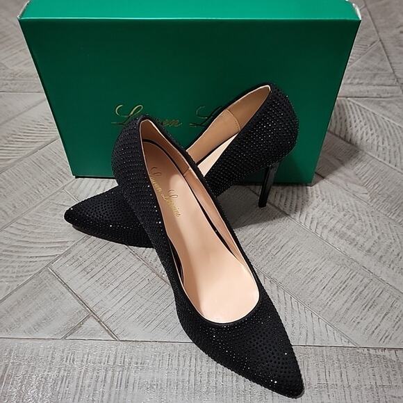 Lauren Lorraine Heels Black Pewter Rhinestone NIB Stiletto Pumps - Picture 1 of 10